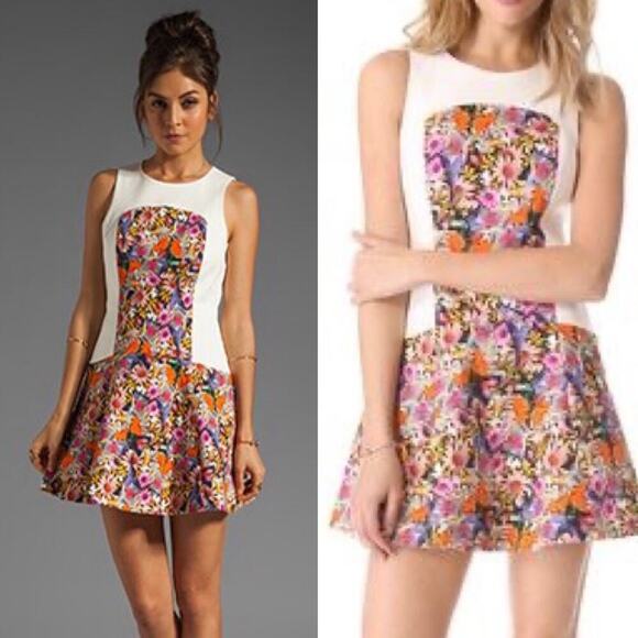 Tibi floral potpourri colorblock‎ fit n flare dress size 6 - Picture 1 of 8